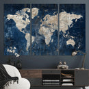 Large Blue World Map Wall Art Canvas Print for Home Office by MyGreatCanvas | Canvas Wall Art Prints | Photo Prints & Wall Decor