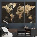 Framed World Map with Pin Canvas Print – Detailed World Map
