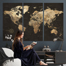 Framed World Map with Pin Canvas Print – Detailed World Map