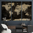 Push Pin World Map Canvas Wall Art Print, Interactive Travel