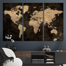 Brown World Map Canvas Print – Modern Travel Map Wall Art, by MyGreatCanvas | Canvas Wall Art Prints | Photo Prints & Wall Decor