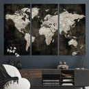 Vintage World Map Wall Art Canvas Print – Framed Large Map