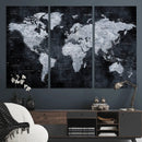 Black World Map Canvas Print – Detailed Map for Couples and by MyGreatCanvas | Canvas Wall Art Prints | Photo Prints & Wall Decor