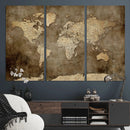 Dark Vintage World Map Canvas Wall Art Print, Antique Map