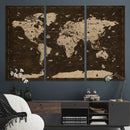 Colorful World Map Canvas Wall Art with Landmarks – Framed by MyGreatCanvas | Canvas Wall Art Prints | Photo Prints & Wall Decor