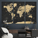 Vintage Blue and Brown World Map Canvas Wall Art – Framed by MyGreatCanvas | Canvas Wall Art Prints | Photo Prints & Wall Decor