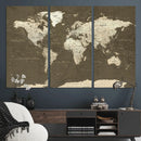 Vintage World Map Canvas Print – Framed Travel Map Wall Art