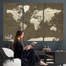 Vintage World Map Canvas Print – Framed Travel Map Wall Art