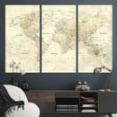 Colorful Watercolor World Map Canvas Wall Art – Framed