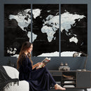 World Map Canvas Print – Framed Push Pin Wall Art, Color