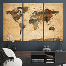 Navy Blue and Gold World Map Canvas Print – Framed Luxury by MyGreatCanvas | Canvas Wall Art Prints | Photo Prints & Wall Decor