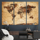 Modern Red and Gray World Map Canvas Print – Framed Wall Art by MyGreatCanvas | Canvas Wall Art Prints | Photo Prints & Wall Decor