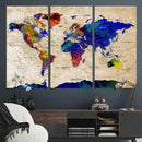 Watercolor World Map Canvas Print – Framed Wall Art for by MyGreatCanvas | Canvas Wall Art Prints | Photo Prints & Wall Decor