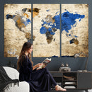 World Map Canvas Print – Colorful Abstract Travel Map,
