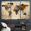 Rustic Watercolor World Map Canvas Wall Art – Framed Travel by MyGreatCanvas | Canvas Wall Art Prints | Photo Prints & Wall Decor