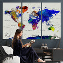 Vintage World Map Canvas Wall Art – Framed Travel Map with