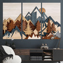 Layered Wooden Mountain Wall Art Canvas Print, Modern Rustic by MyGreatCanvas | Canvas Wall Art Prints | Photo Prints & Wall Decor