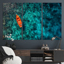 Turquoise Ocean Boat Wall Art Canvas Print by MyGreatCanvas | Canvas Wall Art Prints | Photo Prints & Wall Decor