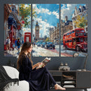 London Street Canvas Wall Art — Big Ben Red Bus Print | Oil by MyGreatCanvas | Canvas Wall Art Prints | Photo Prints & Wall Decor