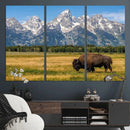 Bison in Mountain Landscape Wall Art Canvas Print – Western by MyGreatCanvas | Canvas Wall Art Prints | Photo Prints & Wall Decor