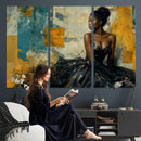 Elegant Woman Canvas Wall Art — Black Gold Gown Fashion by MyGreatCanvas | Canvas Wall Art Prints | Photo Prints & Wall Decor