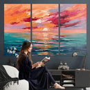 Bold Palette Knife Ocean Sunset Canvas — Orange Pink Teal by MyGreatCanvas | Canvas Wall Art Prints | Photo Prints & Wall Decor
