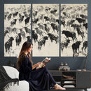 Longhorn Cattle Canvas Wall Art, Black White Stampede Ink by MyGreatCanvas | Canvas Wall Art Prints | Photo Prints & Wall Decor
