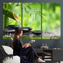 Bamboo Water Flow Black Stone Canvas | Zen Spa Nature by MyGreatCanvas | Canvas Wall Art Prints | Photo Prints & Wall Decor