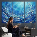 School of Fish Canvas Print | Blue Ocean Underwater Wall Art by MyGreatCanvas | Canvas Wall Art Prints | Photo Prints & Wall Decor