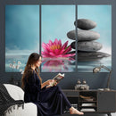 Zen Canvas Wall Art Lotus Flower Stacked Stones Teal Spa by MyGreatCanvas | Canvas Wall Art Prints | Photo Prints & Wall Decor