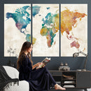 Watercolor World Map Canvas Wall Art Print – Abstract by MyGreatCanvas | Canvas Wall Art Prints | Photo Prints & Wall Decor