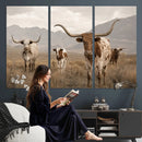 Rustic Texas Longhorn Cow Canvas Wall Art Print, Rustic Farm Animal Photography Print, Farmhouse Country Decor, Western Ranch Art by MyGreatCanvas | Canvas Wall Art Prints | Photo Prints & Wall Decor
