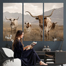 Rustic Texas Longhorn Cow Canvas Wall Art Print, Rustic Farm Animal Photography Print, Farmhouse Country Decor, Western Ranch Art