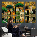 Gustav Klimt Golden Cityscape Wall Art Canvas Print,