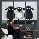 Funny Sheep Canvas Wall Art, Three Quirky Sheep Painting Print, Cute Animal Nursery Decor, Black White Navy Farmhouse Art, Kids Room Gift by MyGreatCanvas | Canvas Wall Art Prints | Photo Prints & Wall Decor