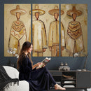 Mexican Folk Art Canvas Wall Art, Charro Poncho Sombrero Painting Print, Neutral Beige Boho Decor, Southwestern Impasto Style, Living Room Art by MyGreatCanvas | Canvas Wall Art Prints | Photo Prints & Wall Decor