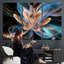 Fractal Lotus Canvas Wall Art, Blue Orange Glowing Flower Abstract Print, Modern Zen Meditation Room Decor, Ethereal Digital Art, Living Room by MyGreatCanvas | Canvas Wall Art Prints | Photo Prints & Wall Decor