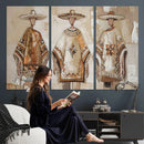 Mexican Folk Art Canvas Wall Art, Charro Poncho Sombrero Painting Print, Neutral Beige Boho Decor, Southwestern Impasto Style, Living Room Art by MyGreatCanvas | Canvas Wall Art Prints | Photo Prints & Wall Decor