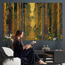 Gustav Klimt Style Forest Canvas Wall Art, Golden Forest Path Floral Art Nouveau Print, Enchanted Woodland Decor by MyGreatCanvas | Canvas Wall Art Prints | Photo Prints & Wall Decor