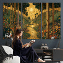 Gustav Klimt Style Forest Canvas Wall Art, Golden Forest Path Floral Art Nouveau Print, Enchanted Woodland Decor by MyGreatCanvas | Canvas Wall Art Prints | Photo Prints & Wall Decor