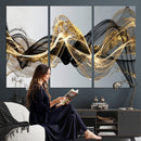Black and Gold Abstract Wall Art, Modern Wave Canvas Print, Elegant Flowing Smoke Art, Luxury Living Room Decor by MyGreatCanvas | Canvas Wall Art Prints | Photo Prints & Wall Decor