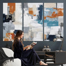 Blue Teal Abstract Canvas Wall Art, Modern Textured Painting Print, Navy Orange White Contemporary Art, Neutral Living Room Decor, Office Art by MyGreatCanvas | Canvas Wall Art Prints | Photo Prints & Wall Decor
