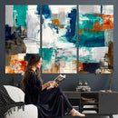 Blue Teal Abstract Canvas Wall Art, Modern Textured Painting Print, Navy Orange White Contemporary Art, Neutral Living Room Decor, Office Art by MyGreatCanvas | Canvas Wall Art Prints | Photo Prints & Wall Decor