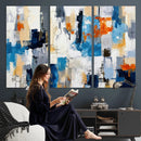 Blue Teal Abstract Canvas Wall Art, Modern Textured Painting Print, Navy Orange White Contemporary Art, Neutral Living Room Decor, Office Art by MyGreatCanvas | Canvas Wall Art Prints | Photo Prints & Wall Decor