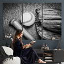 Vintage Baseball Glove and Bat Sports Wall Art Canvas,