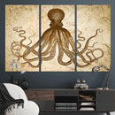 Sepia Octopus Wall Art Abstract Animal Canvas Print