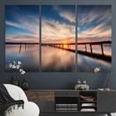 Wooden Pier on Seascape and Sunset Wall Art Canvas Print by MyGreatCanvas | Canvas Wall Art Prints | Photo Prints & Wall Decor
