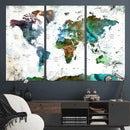Modern Watercolor World Map Canvas Wall Art – Framed by MyGreatCanvas | Canvas Wall Art Prints | Photo Prints & Wall Decor