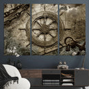 Wooden Ship Wheel Canvas Print, Multi Panel Canvas Wall Art
