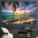 Framed Tropical Sunset Art Canvas Print